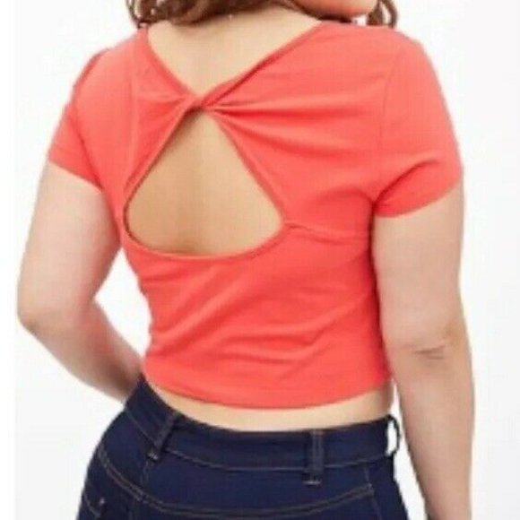 *Clearance* NWT Forever 21+ Coral Cutout-Back Crop Top Plus Size 2X - Picture 3 of 3